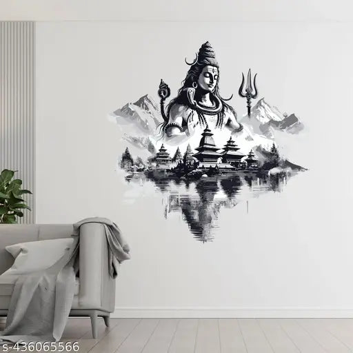 Annur Creation  Mahakal Wall Sticker for Living Room, Bedroom, Kids Room, Big size sticker, 3D sticker , PVC vinyl Mahakal, Shankar bhagwan, Shiv Parvati wall sticker God ( Pack 1)