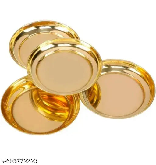 Pure Brass Small Plates Set of 04 For Multipurpose, Puja Size 3.5