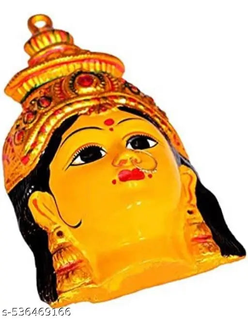 ShivShakti Store 8 Inch Ammawari Face For Varalakshmi Vratham Pooja Aluminum Varalakshmi Face Laxmi Mukhota Gouri Face For Varalakshmi Gowri Pooja ( Yellow)