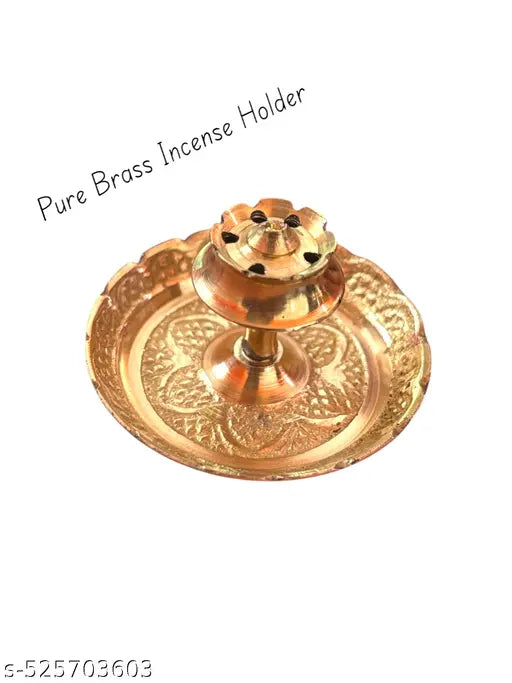 SriMaa Ventures Premium Brass Agarbatti Stick Holder || Small Dhoop Catches Ash Incense Burner for Agarbatti Sticks, Home Puja, Meditation Space, Work Space, Relaxation (Pack of 4)