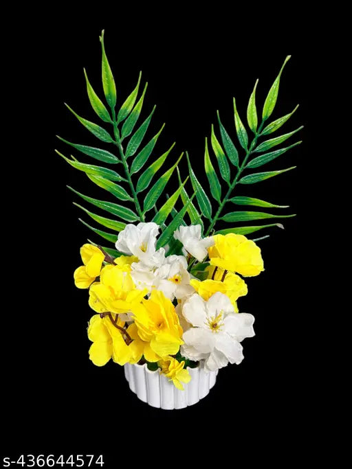 Artificial Flowers with Pot For Home Living Room Decoration (ONE SIDED GULDASTA) yellow