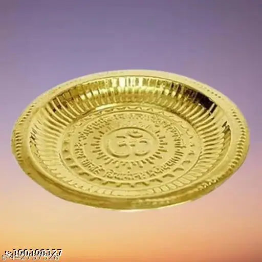 Haridwar Trends | Brass Plate Thali with Shivling Stand / Brass Pooja Plate Thali (12 CM ) / Shivling Stand Without Shivling Brass Lota for Puja Tripai Lota for Jalabhishek of Shivling Puja Articles