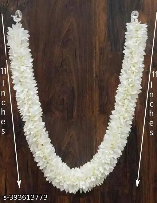 2PC Plain white jasmine flower Astro  Garland/Hara for gods idols 11inch