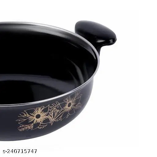 Non-Stick Graceful Black Kadhai Made Of Cast Iron Induction Friendly Cookware Item For Your Kitchen.