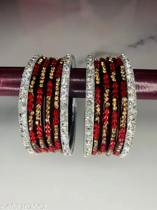 Ruby Metal Bangle Set