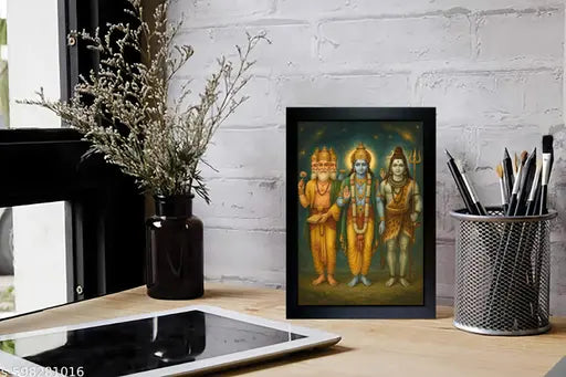 Brahma Vishnu Mahesh Photo Frame | Brahma Vishnu Mahesh Wall Painting , Home Decoration