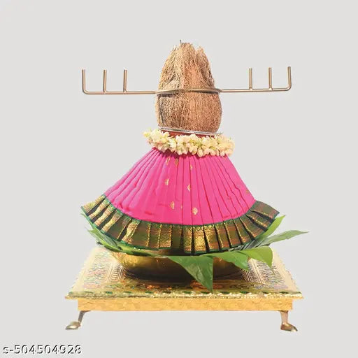 Metal Kalash Kadi, Kalasam Flower Stand Stick For Varalakshmi Pooja & Home Temple Decor (Goldfloor Mount)