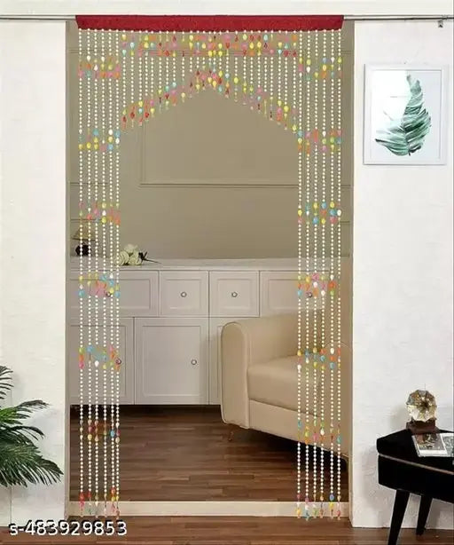 Sparkling Beads String PVC Curtains | Door Curtain for Room, Pooja Room, Mandir | Long Door Curtains - 7 Feet (Set of 1 PCS)