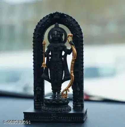 Ram Lalla Idol for Car Dashboard & Home Temple – Resin Murti (Black, 1 Pc)