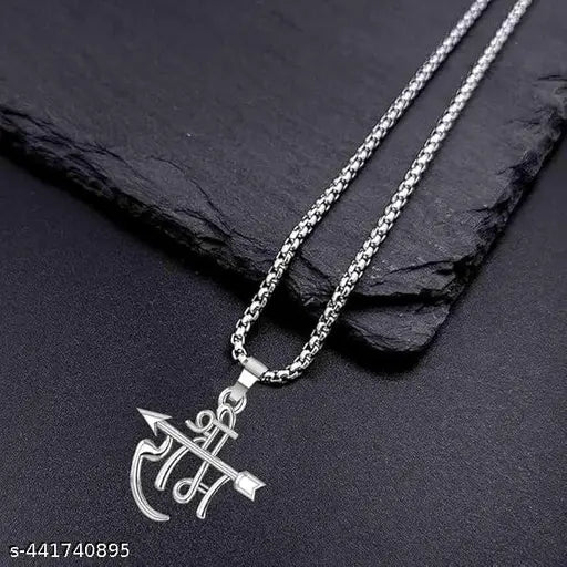 Trendy stylish new Silver plated SHRI RAM Hindu spiritual locket pendant with ball chain Temple Jewellery for boy/Men and girls/Women