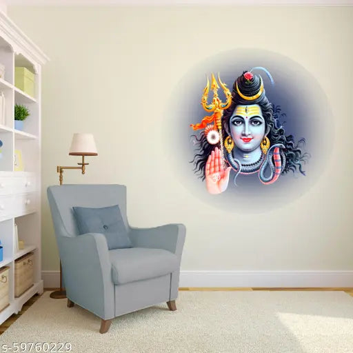 Beautiful decorative wall lord shiva karthika masam multicolor decorative wall sticker for wall decoration for home décor (pvc vinyl covering area )