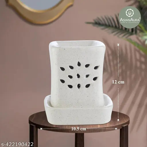 Handcrafted Ceramic Electric Aroma Diffuser| Aroma Oil Burner for Aromatherapy| Home Decor and Fragrance with Aroma Oils (Set of 1, Fragnance-Rosy Romance, English Lavender 10ML Each)