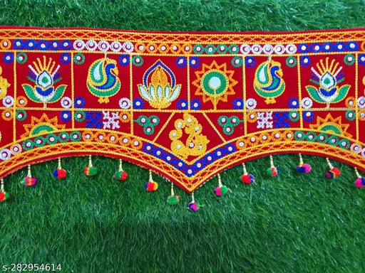 Embroidered Velvet Bandarwal | Embroidered Velvet Door Hanging | Traditional Door Bandarwal | Handmade Kuchhi Work Hanging | Unique Velvet Door Bandarwal | Handcrafted Kuchhi Work Toran | Custom Velvet Door Decore |