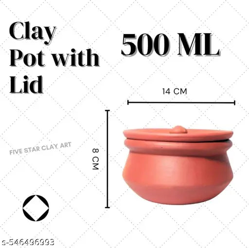 500 ml Clay Dahi Handi – Traditional Yogurt Maker Pot (Pack of 1)