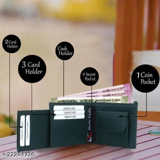 Stylish Men Green Two Fold Leather Wallets