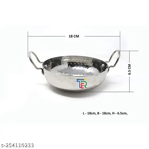 TER STAINLESS STEEL LIFE TIME GUARANTEE 18 GAUGE HAMMERED/MATHAR TASLA 700 ML AND 1000 ML SET OF 2 PIECE WITH PREMIUM QUALITY HANDLE FINE GRIP