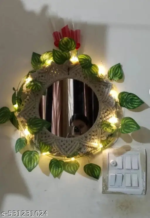 Eftsoon 6-Foot Money Plant Vine with String Lights for Home, Wedding, and Party Décor Artificial Plant  (213 cm, Green, White)