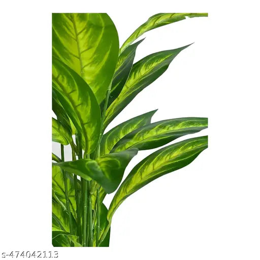 26-Leaf Artificial Plant with Realistic Green Foliage | Home & Office Decor | Without Pot | Without Pot | Low Maintenance Plant | Faux Plant | Decorative Leaf Plant | Realistic Artificial Greenery (Pack of 2 )