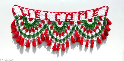 Tricolour Welcome Woolen Toran Made of Hand/Diwali/Durgapuja Special/length 3ft.