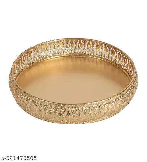Z A Designs Luxury Gold Tray Set of 3 – Decorative Serving & Display Trays for Home Décor, Kitchen, Dining Table, Parties, Weddings & Gifting