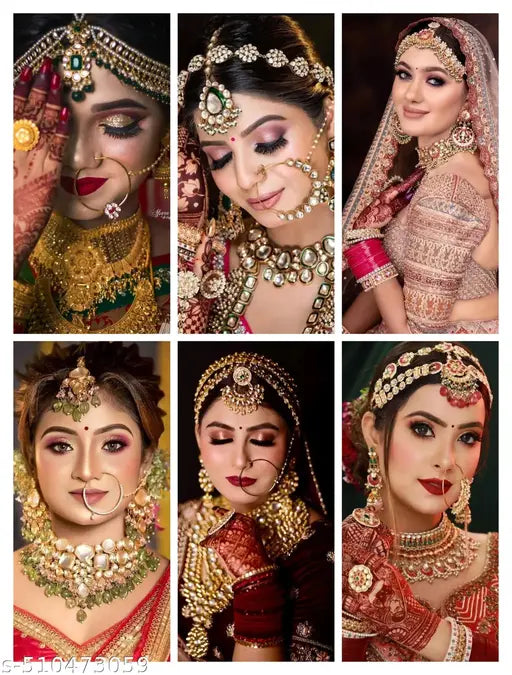 Pack Of 6 Bridal Makeup HD Unframed Poster For Beauty Parlour Decor