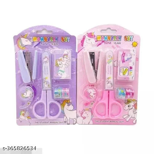 Stapler, Scissor, Washi Tape for Office, School, Home, Portable Mini Size Stapler,400 Staples Blister, Stapler Machine for Paper Mix Colour Yellow, Pink, Purple, Blue