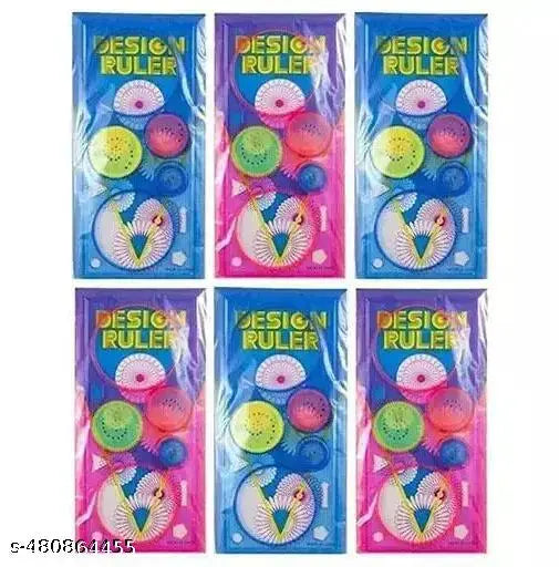 Craft Return Gift For Kids In Bulk / Designer Spirograph Geometric Ruler / Scale For Art & Craft (Pack of 6, Multicolor)