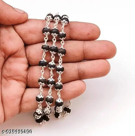 Karungali Mala Bracelet Combo pack /Black Wood Mala Set for Men & Women/Traditional Karungali Wood Jewellery/Karungali Bracelet with Chain Set/Wooden Bead Mala and Bracelet/Spiritual Karungali Mala Combo/Men’s Karungali Chain Set/Karungali Combo for Daily