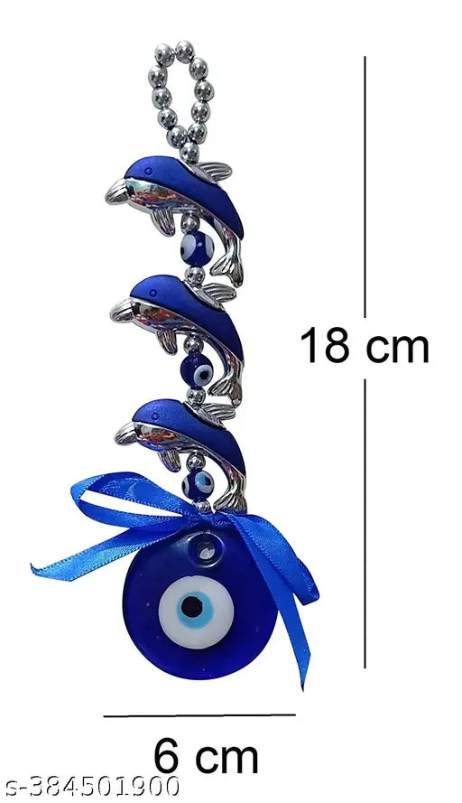 Dolphins/Fish Evil Eye Hanging for Nazar Dosh Protection, Guarding and Prosperity at Office and Home. Prepared from fine Quality of Metal & Polyresin for Vastu/Feng Shui Remedy.