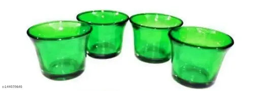 BS AMOR Glass Tealight Candle Holder Decorative Votive Tea Light Holders (6 X 6 X 5 cm, Set of 4, Green)