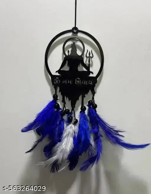 Wooden Art Deco™ Mahadeva Blue White 1 Car Hanger for Rearview Mirror | Elegant Black Acrylic Design | Spiritual Hanging for Car, Home & Office (Pack of 1)