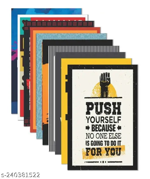Pack of 10 Inspirational Motivational Wall Abstract Poster|| Motivational Wall Poster|| A4 Size Best Poster Fine Art Print