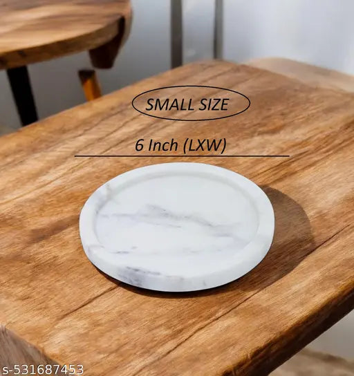 6 inch Marble Plate for Durga Pooja, Pooja Utility Item - Daily Pooja Plate /Thali Small