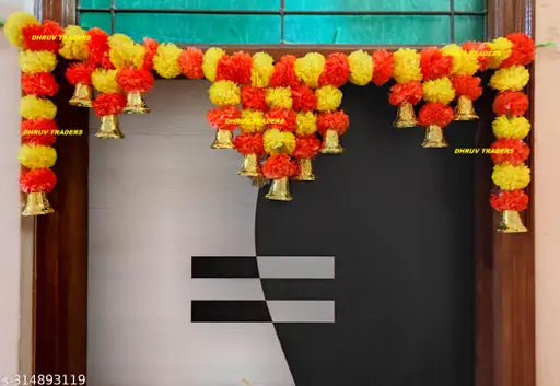 DEITY DT LIFE STYLES Home Décor Artificial yellow and orange flower door hanging traditional navratri and diwali toran