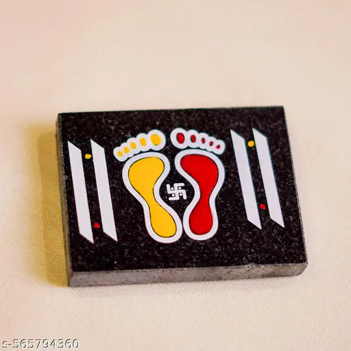 Acralic Rangoli on Acralic with Laxmi Charan Paduka(Paule) 4X3 inch, Traditional Printed Vastu Items for Home Decor, Pooja Mandir, Door Entrance| Ready-to-Use & Low Maintenance