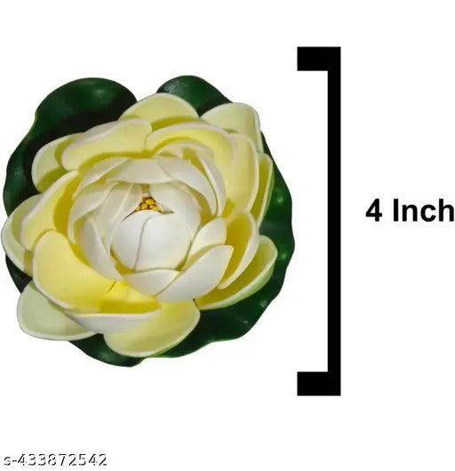 GOVIC Artificial Water Floating Lotus Flowers Multicolor Assorted Lotus Artificial Flower Home/Office, Table Top Decorative Flower Plant (4 inch, Pack of 3)