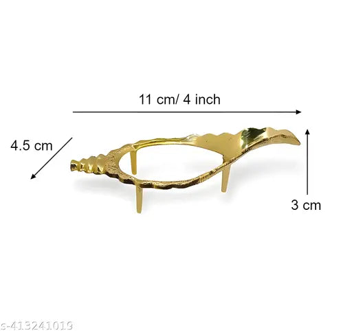 Decorative Brass (Pittal)  Shankh (Conch) Stand (Shankh  Dani, Jal Shankh)) for Pooja - 11*5 cm
