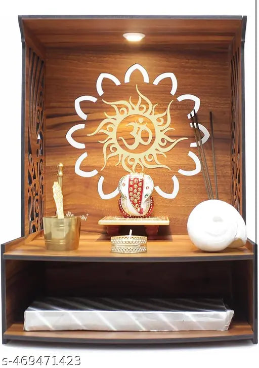 Mangal beautiful 16 inches height wooden pooja temple for home and office | Pooja mandir for home and office (16 Inches height)