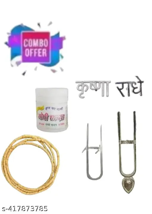 Pack of 6,    1 tulsi Kanthi 2 round +1 gopi chandan +4 tilak stamp