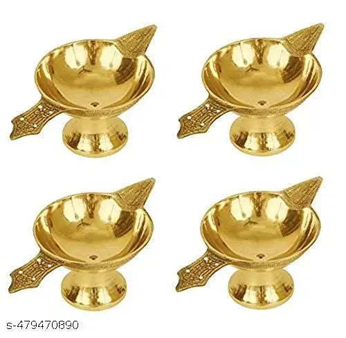 Pure Brass Akhand Laxmi Diya Oil lamp Deepak for Daily Pooja Home(Size No 1, Set of 2)