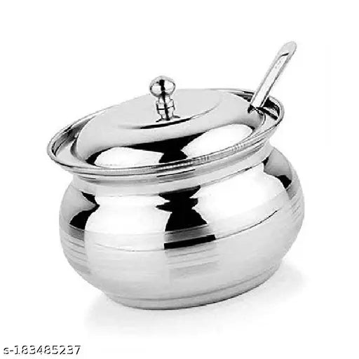 Stainless Steel Ghee Pot With Mini Oil Brush Only and Steel Tea and Gift , Pack of 2