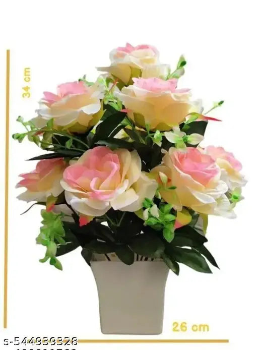 (DAISSY RAISE)  Artificial  simple rose with pot  -pack of - 1
