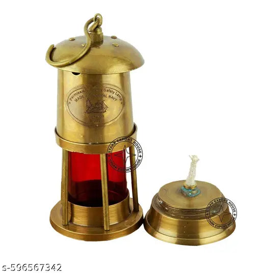 Brass Table Lantern Glass Oil Lamp Home Decoration (6 inch) [klhg]