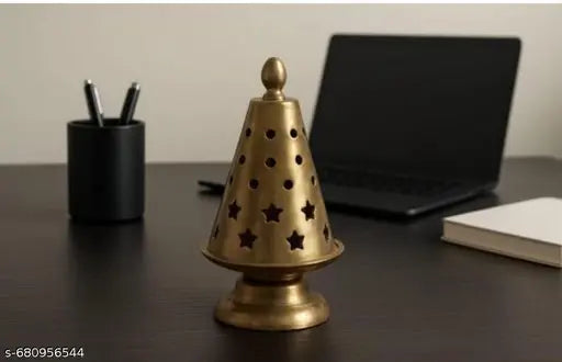 Metal cone incense lubaan gold