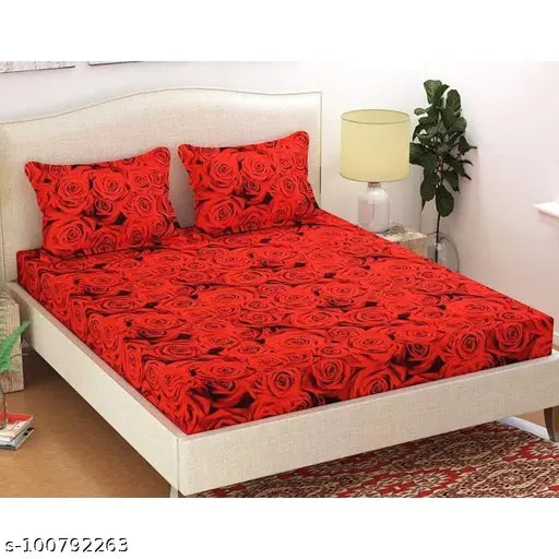 Beautiful 3D Double Bedsheet With 2 Pillow Covers (90x90) Inches