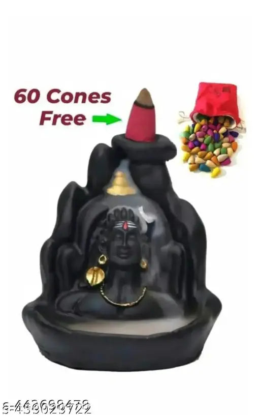 Lord adiyogi mahadev Shiv adi shankara blackflow cone incence holder shiv Decorative showpicece with 60 free fragrance smoke backflow incence stick cone