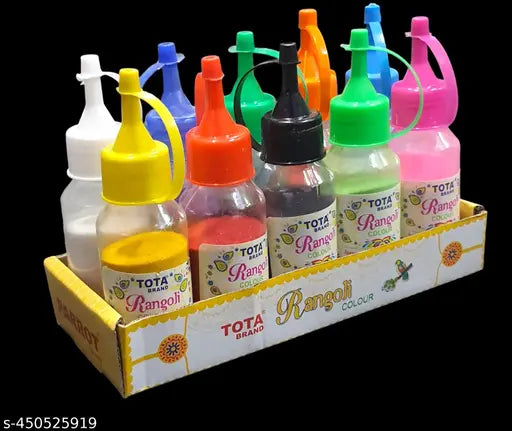 SKYGOLD TOTA ENJOY RANGOLI FIESTA COLOR SET 10 SHADES |BEST RANGOLI COLORS FOR RANGOLI MAKING 10 SHADES (MULTICOLOR)