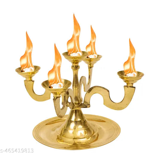 Purthika Brass Karpoor Diya Deepam Burner Karpuram Arati Stand for Puja|Pooja Room Camphor Dani Holder for Your Mandir Home & Office- Anjikali