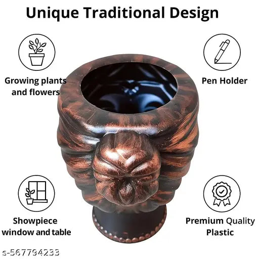 Home Decorating Queen Face Plastic Pot Used For Growing Plants, Flowers, Shrubs And Pen Holder | Showpiece For Home Office Decoration (6 Inch)