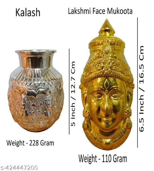 Sigaram German Silver Kalash and Lakshmi Face Mukoot For Vara Mahalakshmi Festival K4422